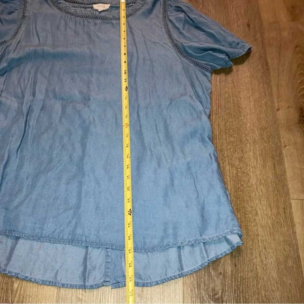 Perch by Blu Pepper Blue chambray Relaxed Blouse Size 2XL | Boho Beach Vacation - Picture 10 of 13